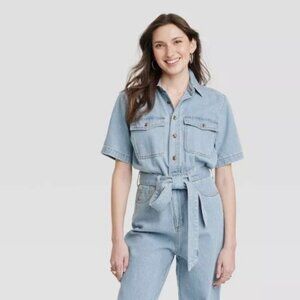Universal Thread Short Sleeve Jumpsuit - Light Wash 14